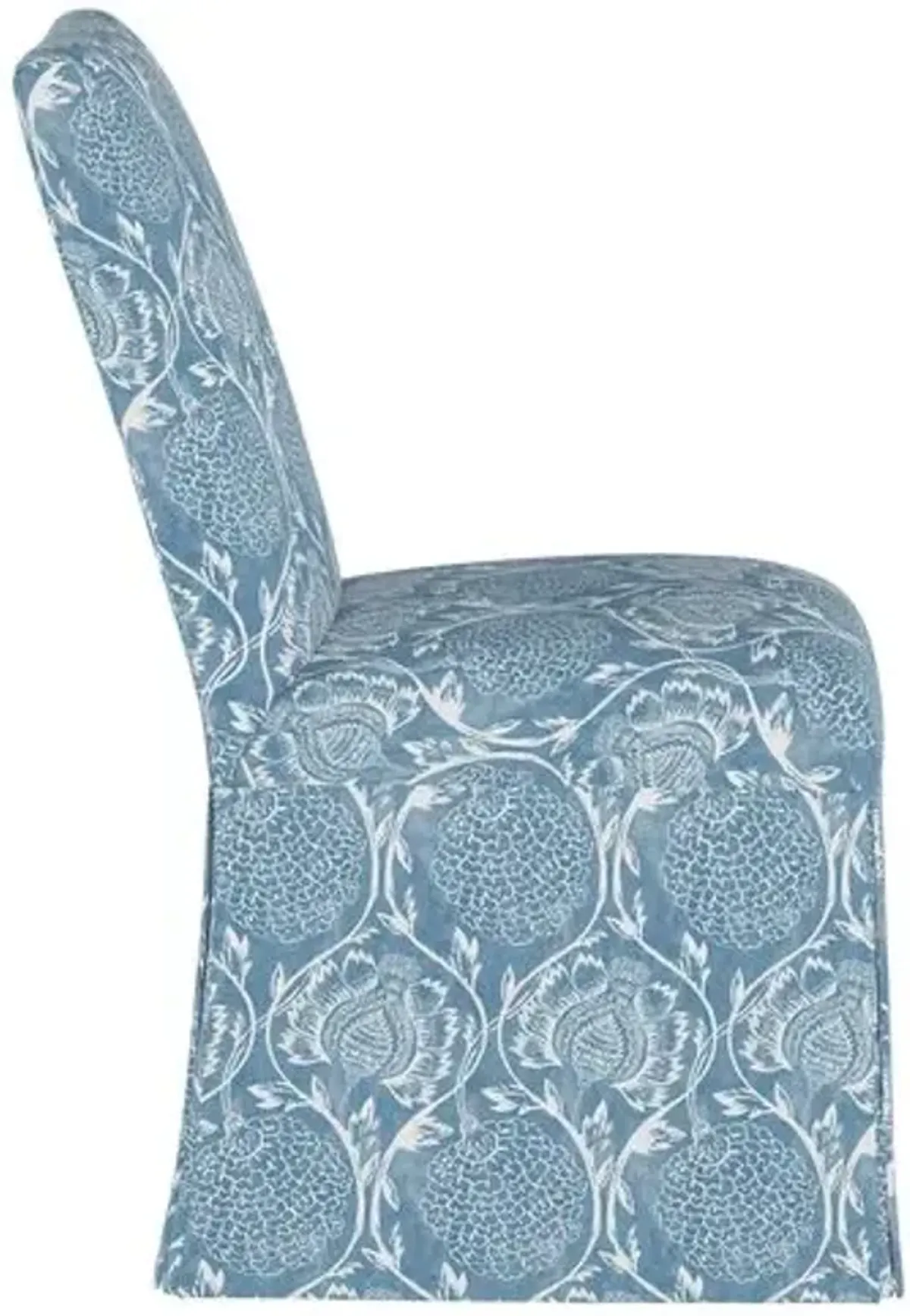 Owen Slipcover Side Chair - Ranjit Floral - Handcrafted - Blue