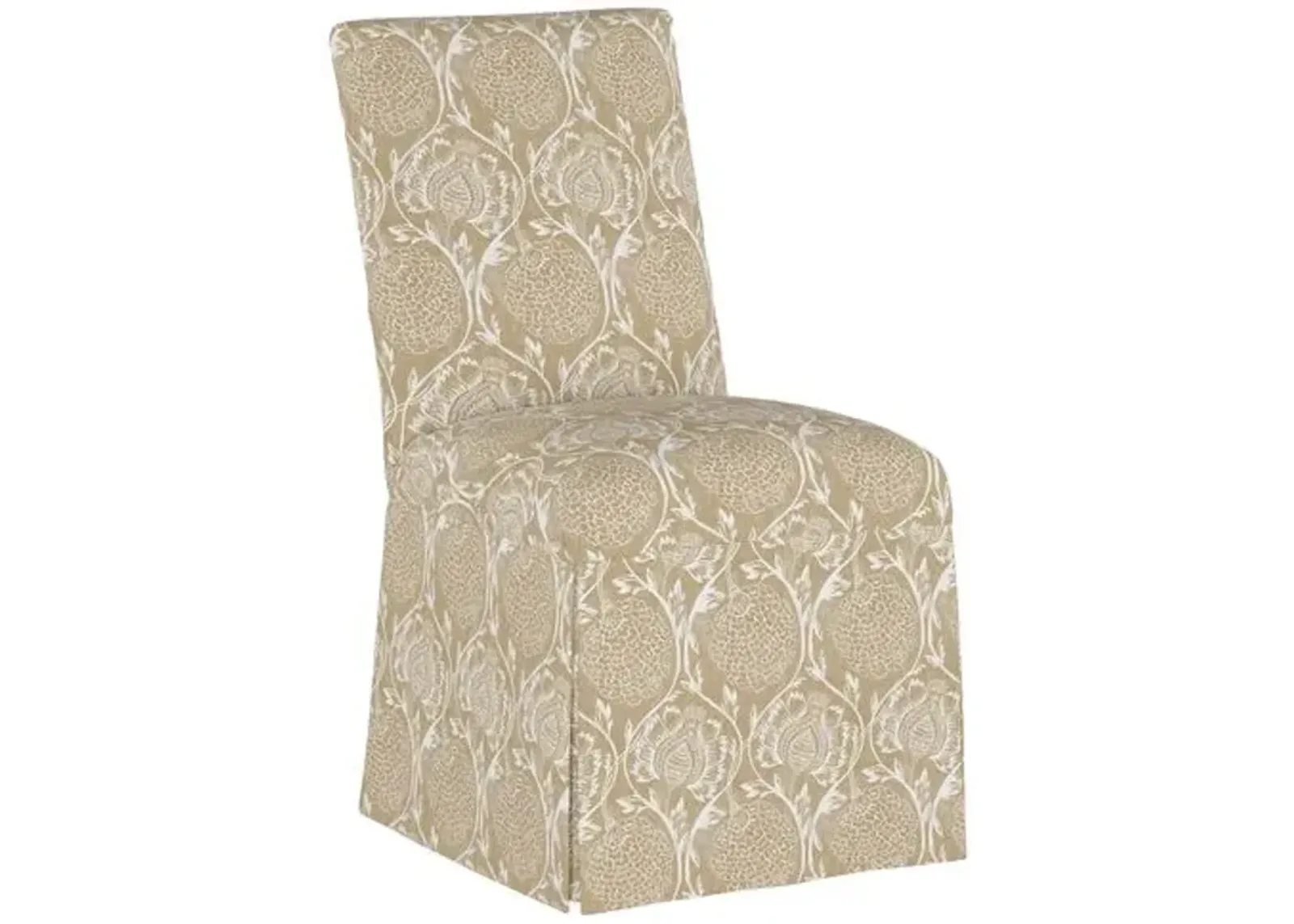 Owen Slipcover Side Chair - Ranjit Floral - Handcrafted - Beige