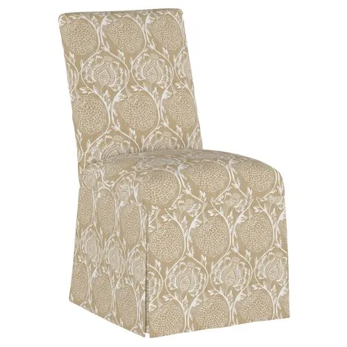 Owen Slipcover Side Chair - Ranjit Floral - Handcrafted - Beige