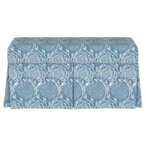 Hayworth Storage Bench - Ranjit Floral - Handcrafted in the USA - Blue