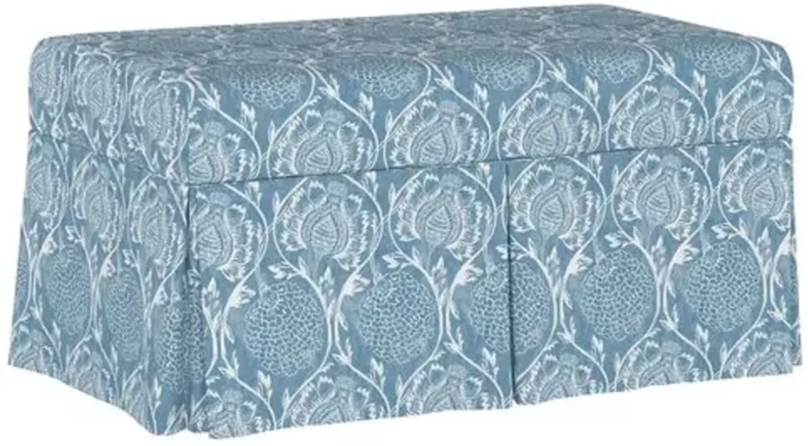 Hayworth Storage Bench - Ranjit Floral - Handcrafted in the USA - Blue