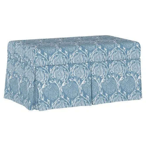 Hayworth Storage Bench - Ranjit Floral - Handcrafted in the USA - Blue