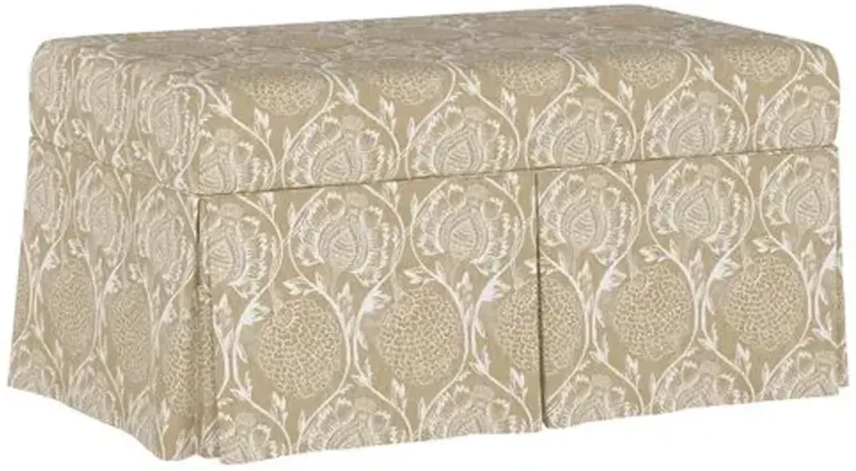 Hayworth Storage Bench - Ranjit Floral - Handcrafted in the USA - Beige