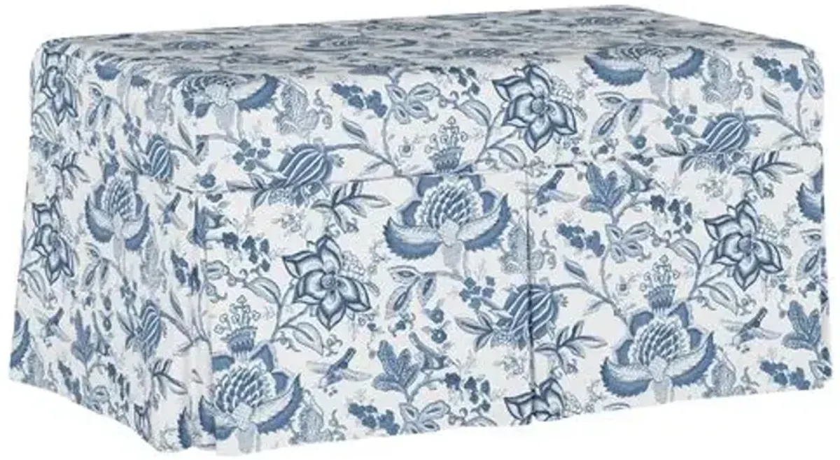 Hayworth Storage Bench - Prairie Floral - Handcrafted in the USA - Blue