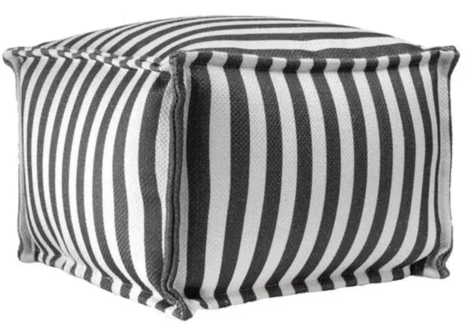 Striped Pouf - Gray