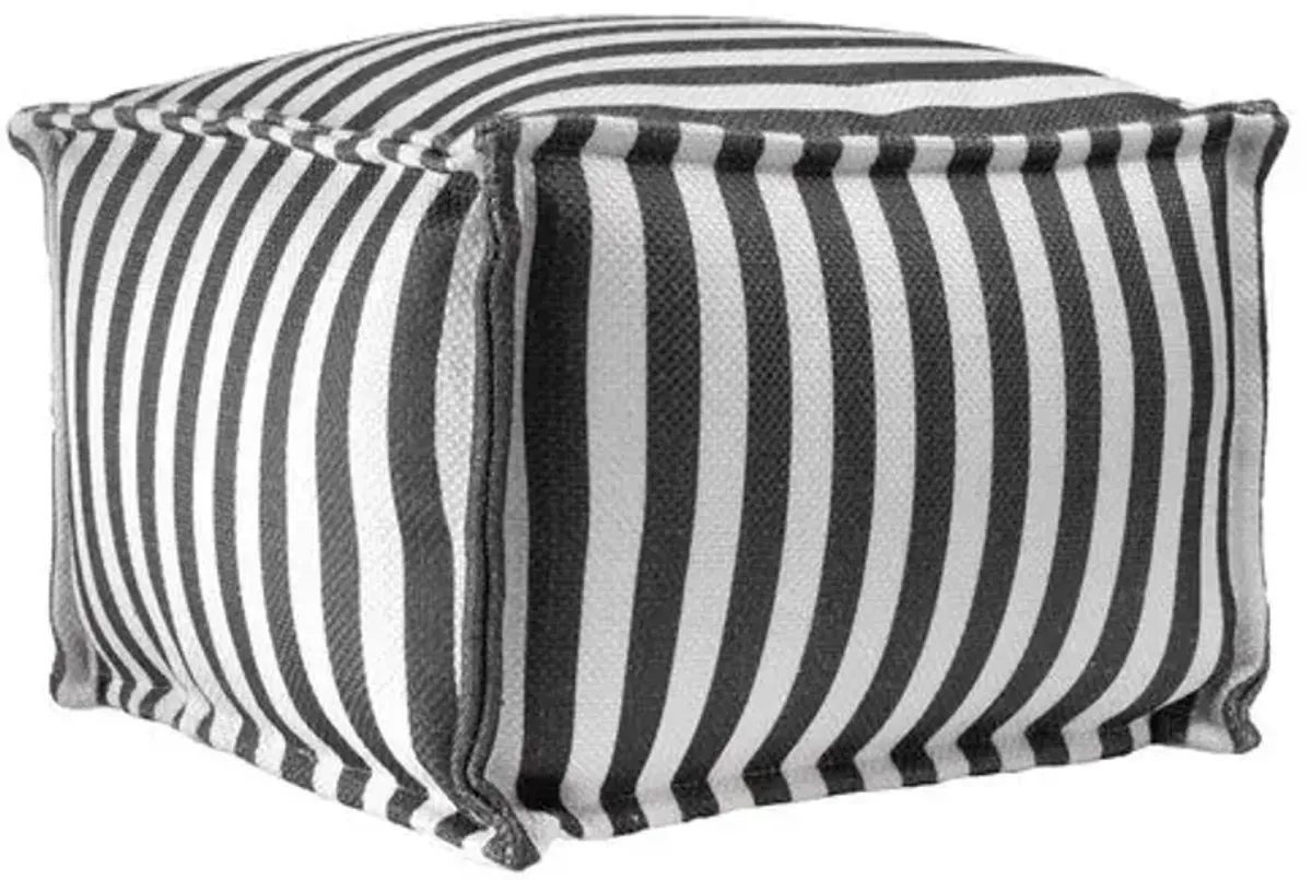 Striped Pouf - Gray