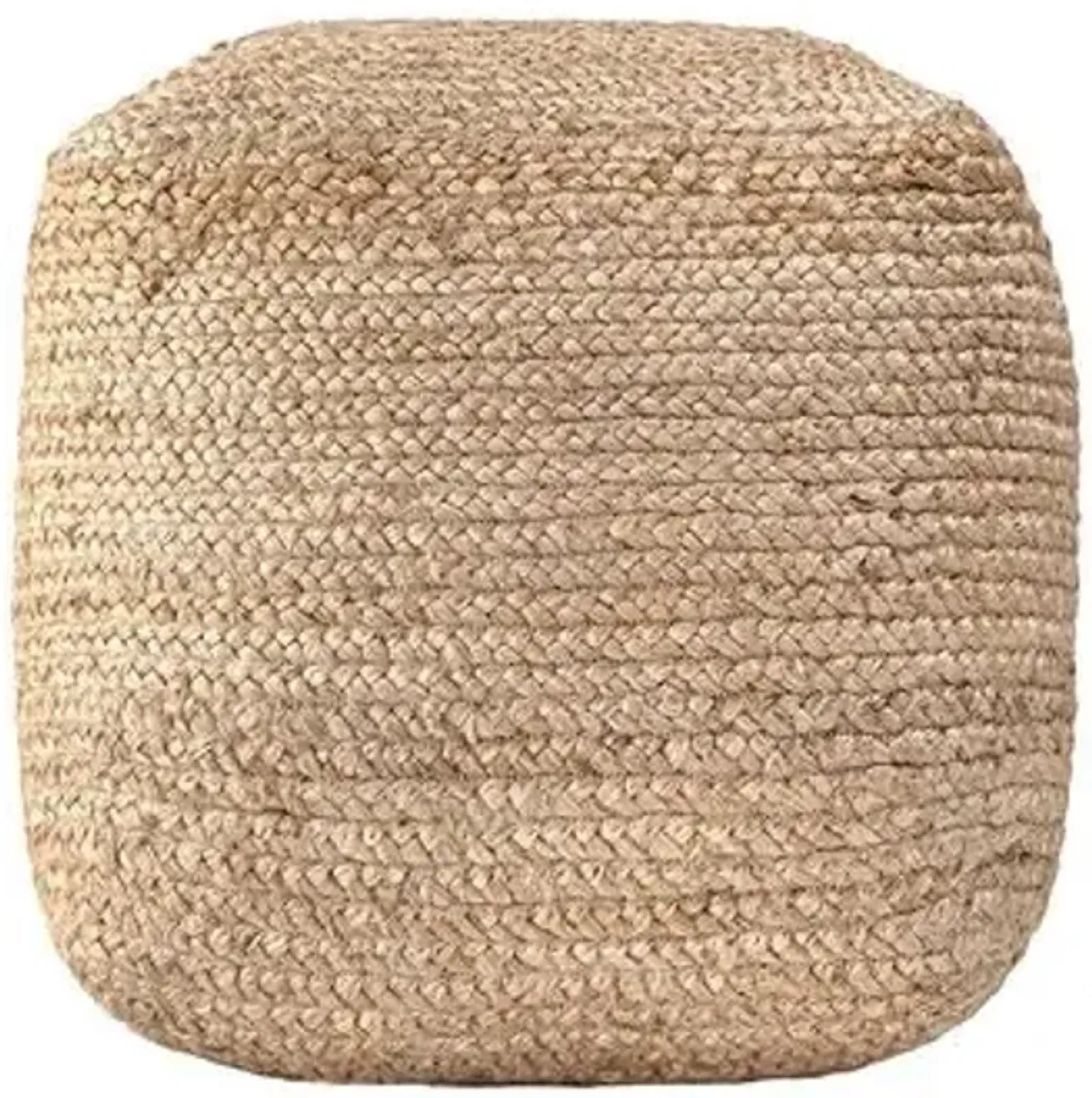 Braided Jute Pouf - Beige