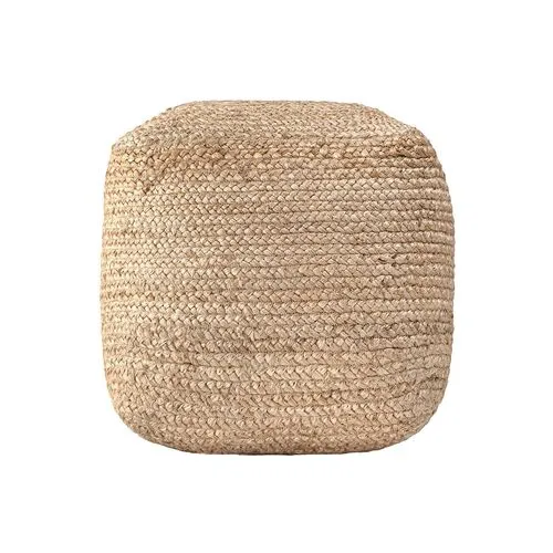 Braided Jute Pouf - Beige