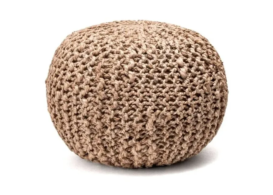 Knitted Jute Pouf - Beige