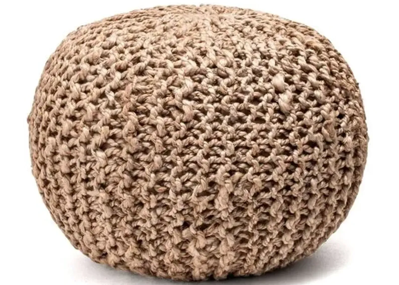 Knitted Jute Pouf - Beige