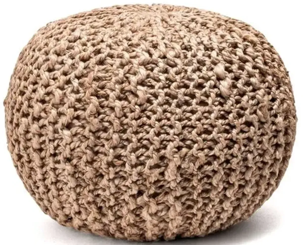 Knitted Jute Pouf - Beige