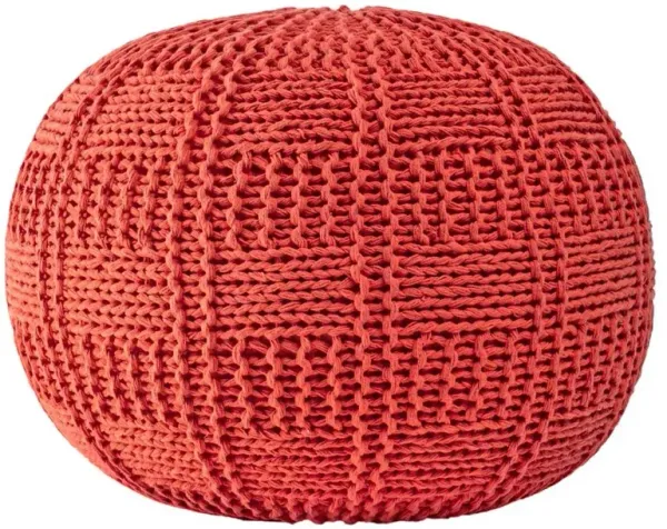 Basketweave Pouf, Orange