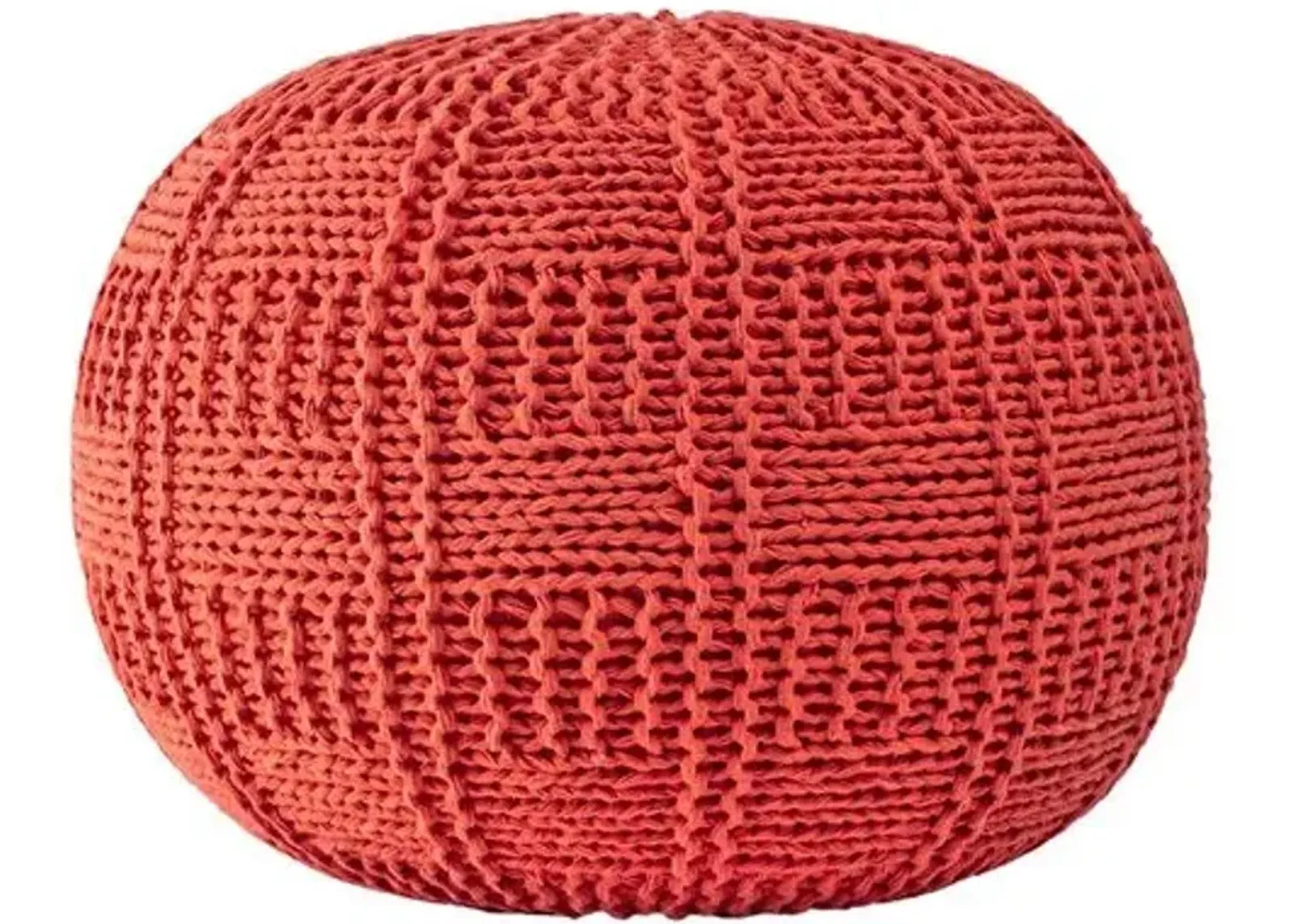 Basketweave Pouf - Orange