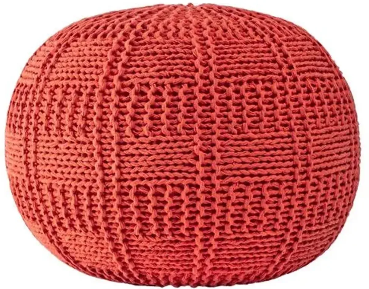 Basketweave Pouf - Orange