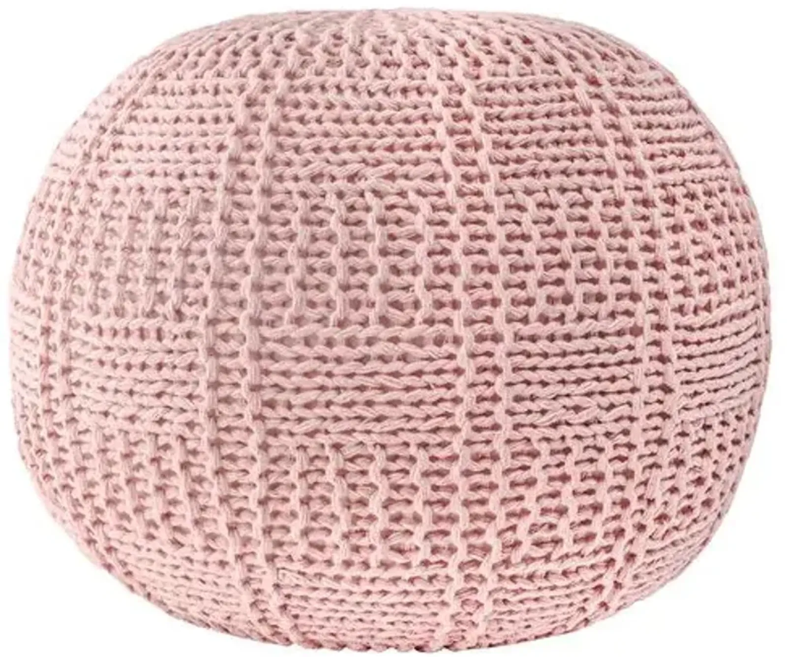 Basketweave Pouf - Pink