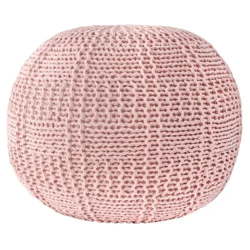 Basketweave Pouf - Pink