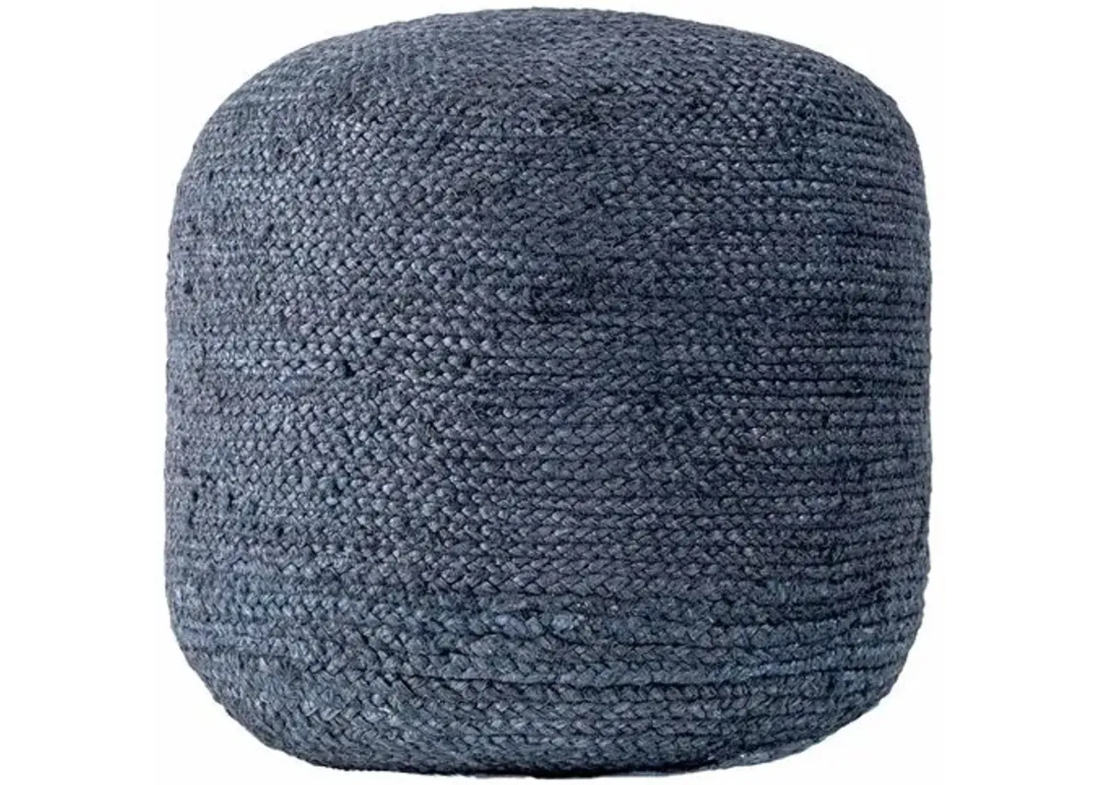 Braided Jute Cable Pouf - Denim - Blue