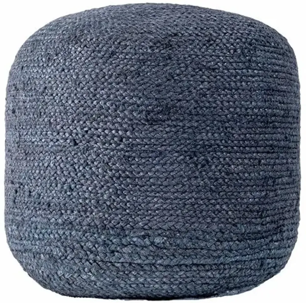 Braided Jute Cable Pouf - Denim - Blue