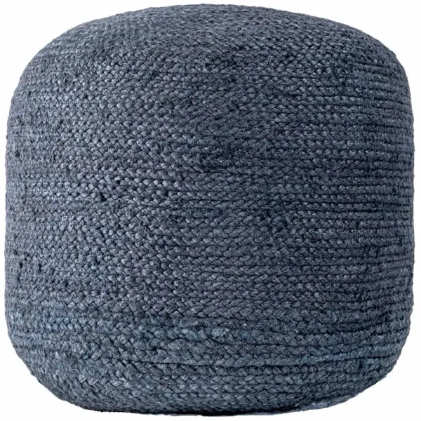 Braided Jute Cable Pouf, Denim