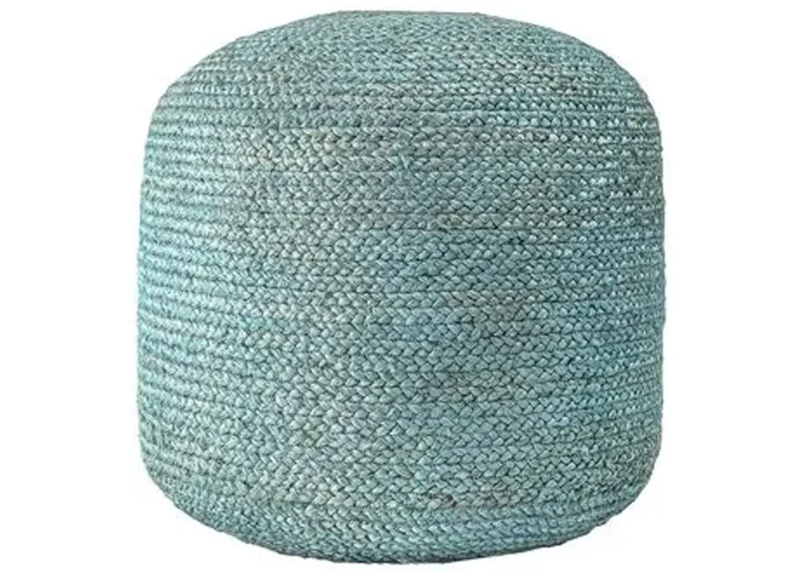 Braided Jute Cable Pouf - Blue