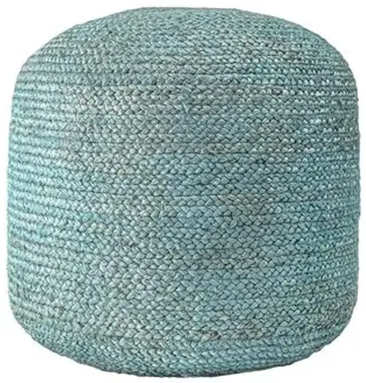 Braided Jute Cable Pouf - Blue