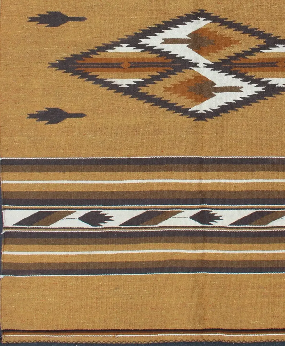 Vintage Gold Navajo Rug 5'2 x 7'6 - Keivan Woven Arts - Orange - Orange