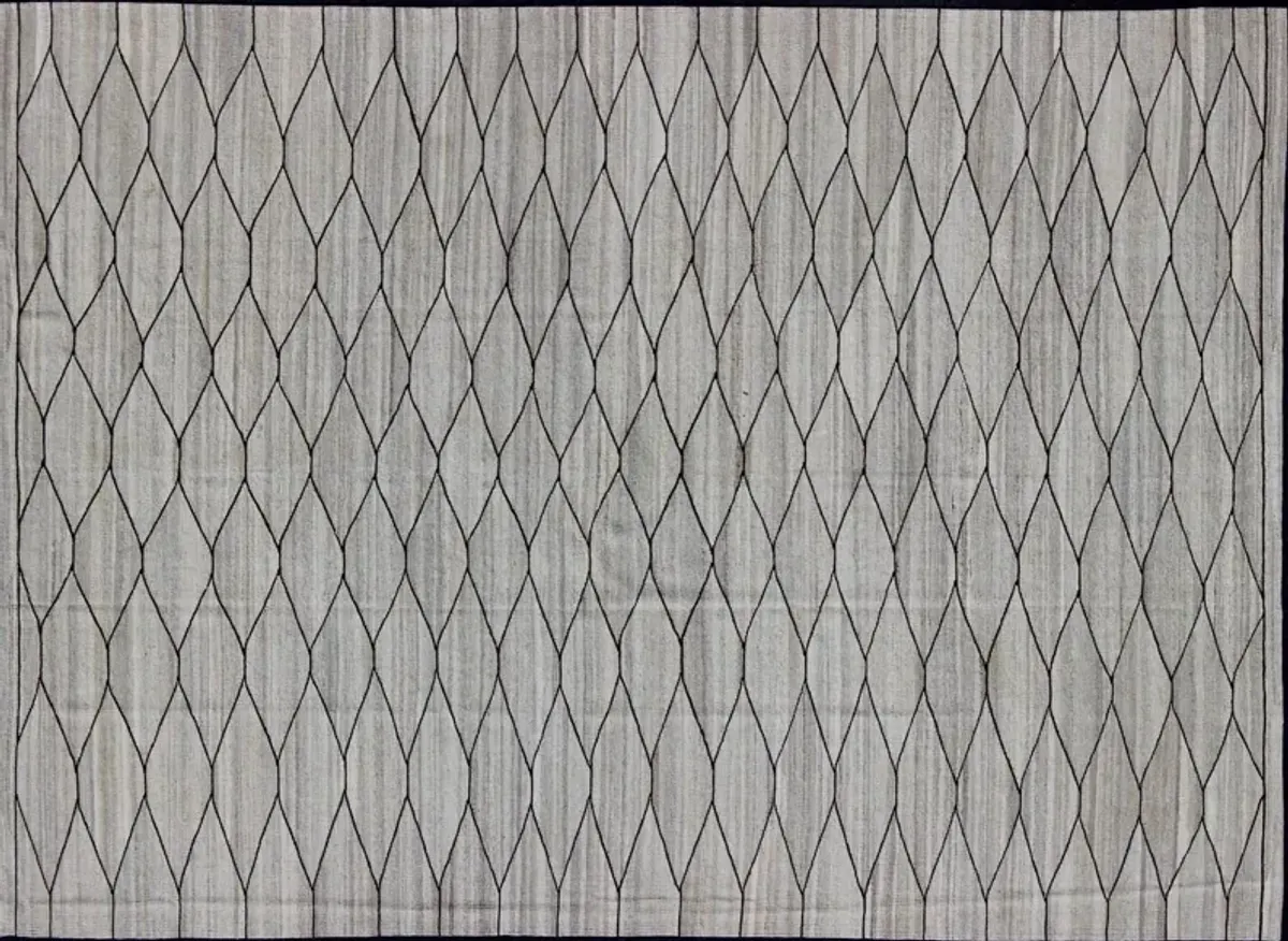 Diamond Kilim - 10'1" x 13'6" - Keivan Woven Arts - Gray