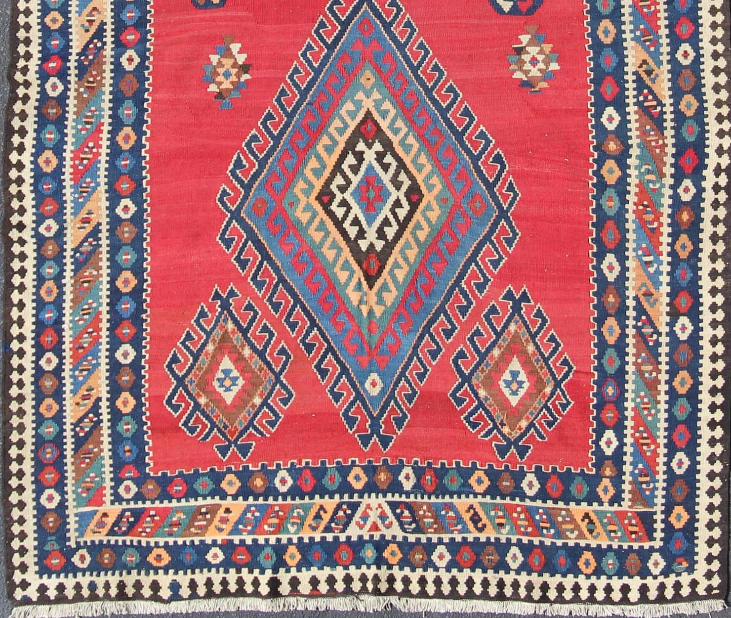 Antique Persian Qashqai Kilim 6'2 x 13'7 - Keivan Woven Arts - Red