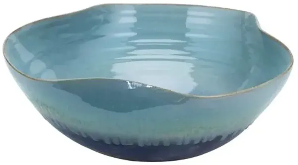 20" Large Glazed Swirl Reaction Bowl - Blue