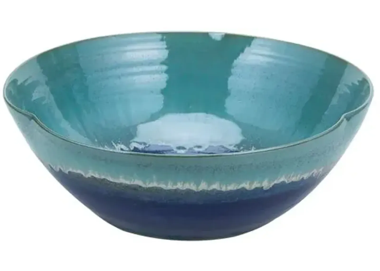 16" Small Glazed Swirl Reaction Bowl - Blue