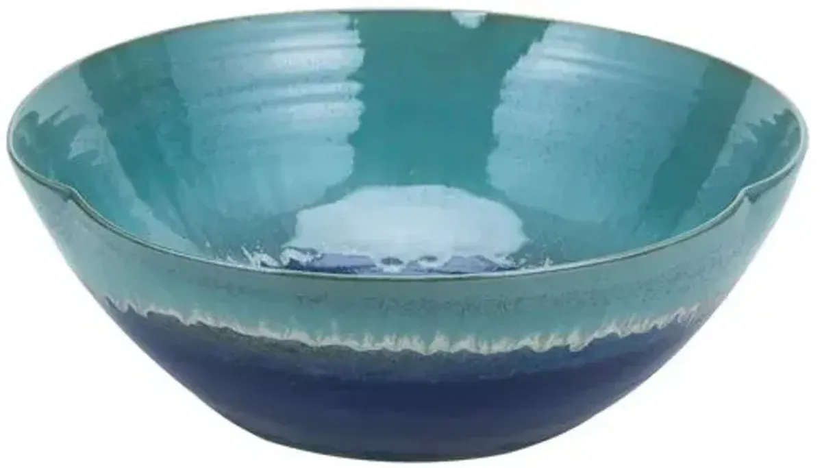 16" Small Glazed Swirl Reaction Bowl - Blue