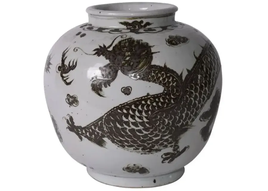 24" Dragon Jar - Brown