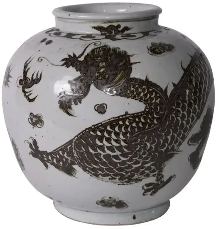 24" Dragon Jar - Brown