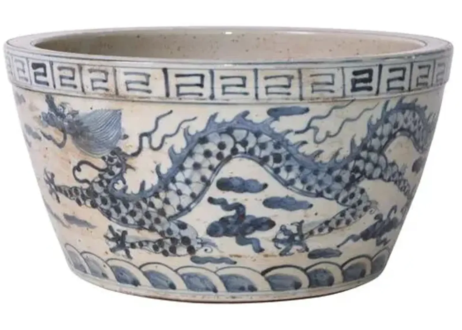 12" Ming Dragon Bowl - Blue