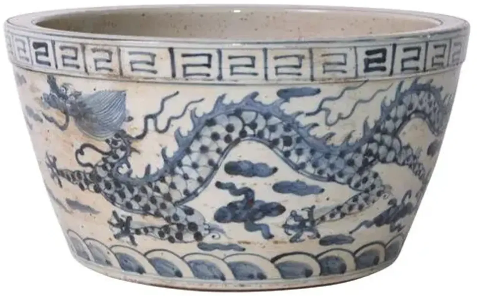 12" Ming Dragon Bowl - Blue