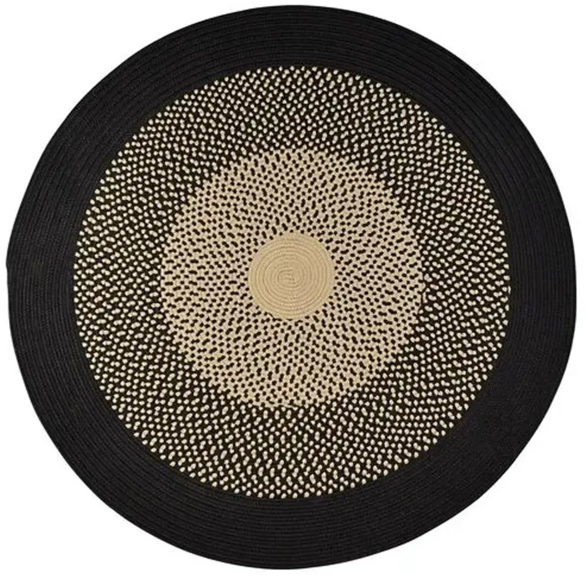 Mirada Round Outdoor Rug - Black/Sand - Black