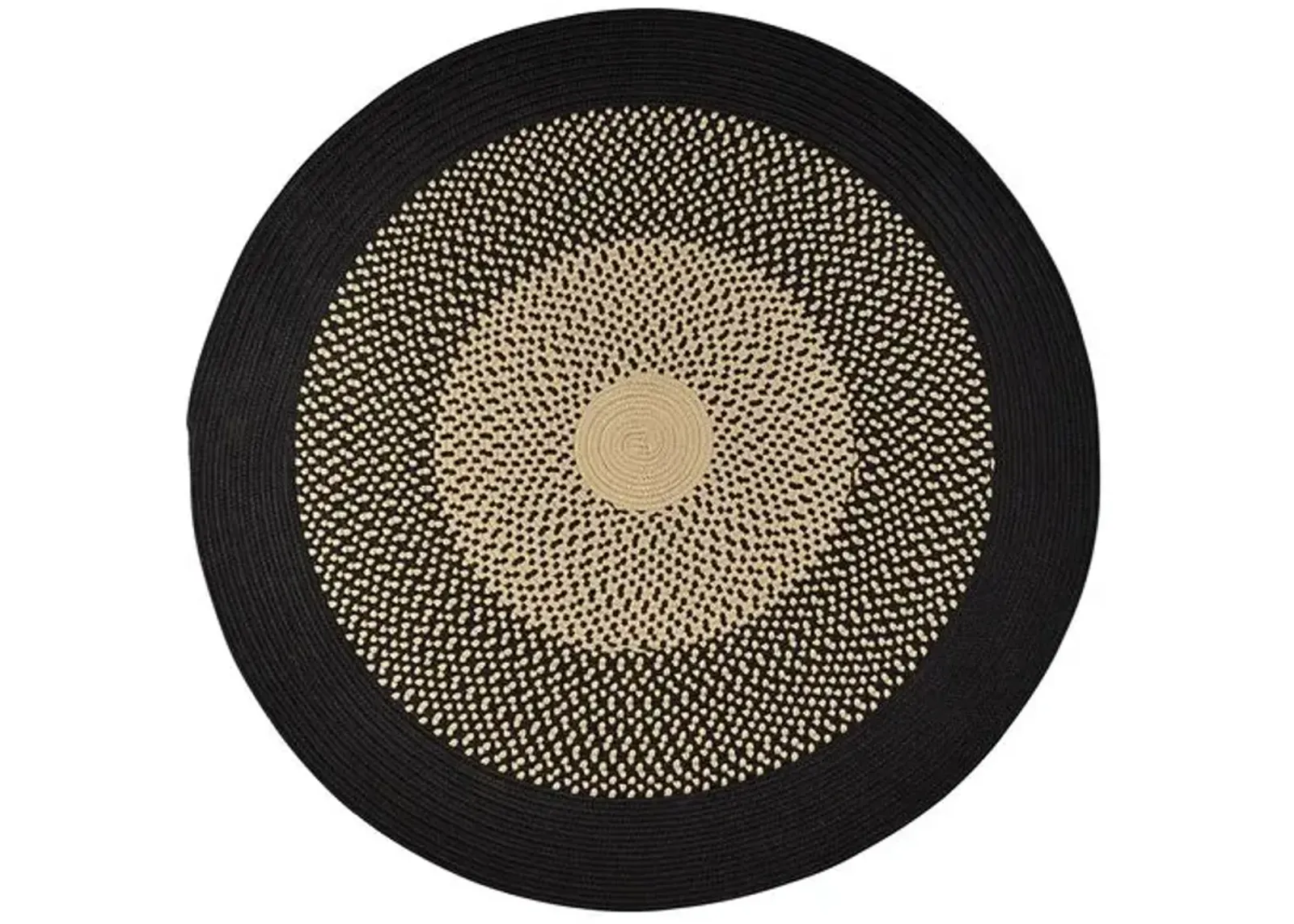 Mirada Round Outdoor Rug - Black/Sand - Black