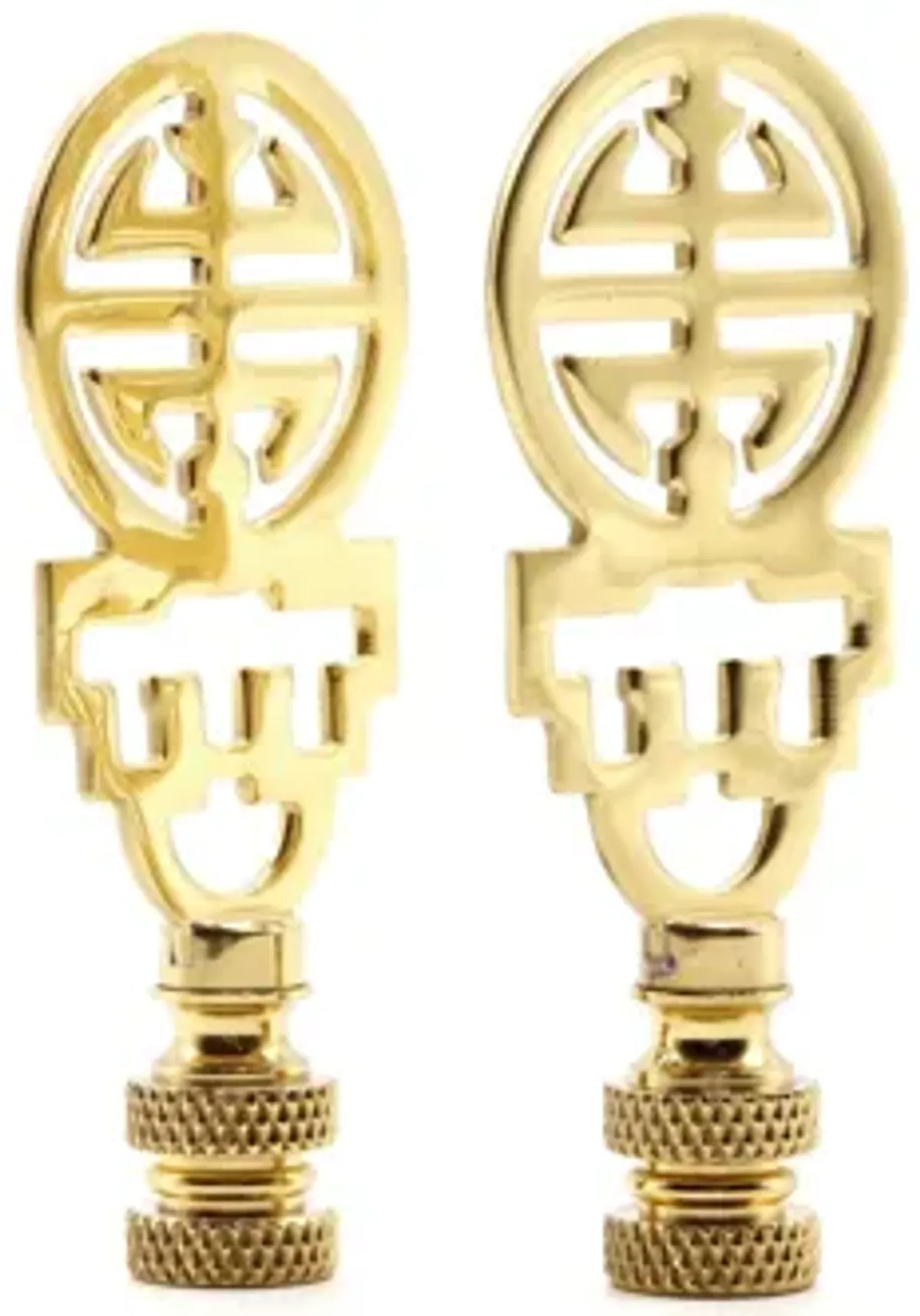 Chinoiserie Brass Lamp Finials - a Pair By Interesting Things - Gold - Fits a standard size lamp harp