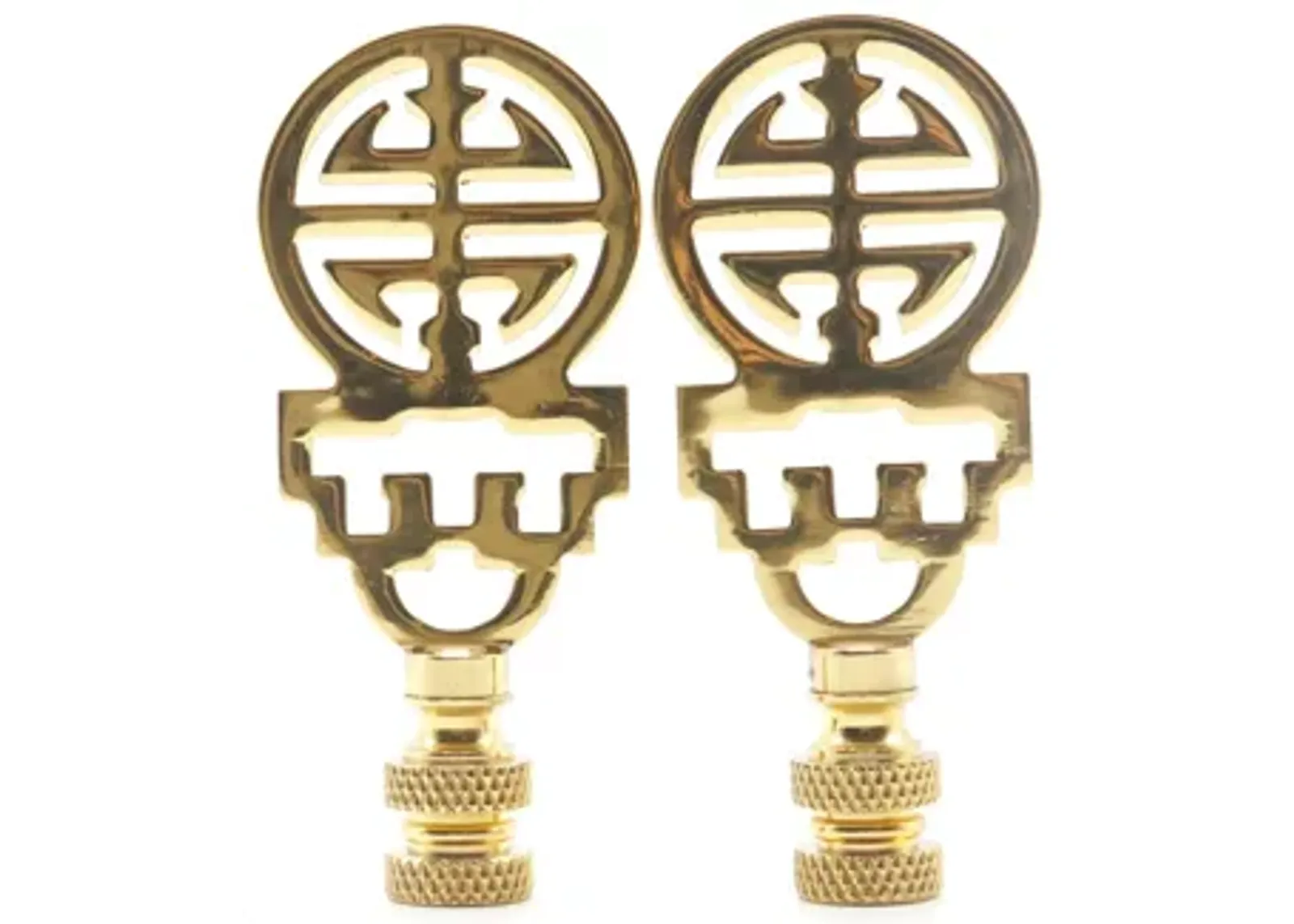 Chinoiserie Brass Lamp Finials - a Pair By Interesting Things - Gold - Fits a standard size lamp harp