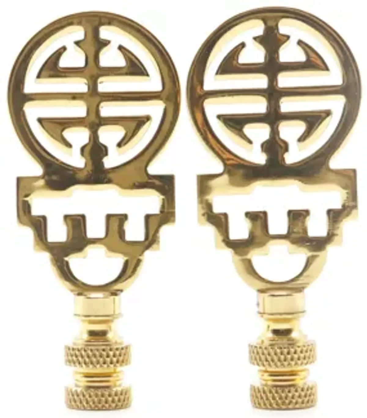 Chinoiserie Brass Lamp Finials - a Pair By Interesting Things - Gold - Fits a standard size lamp harp