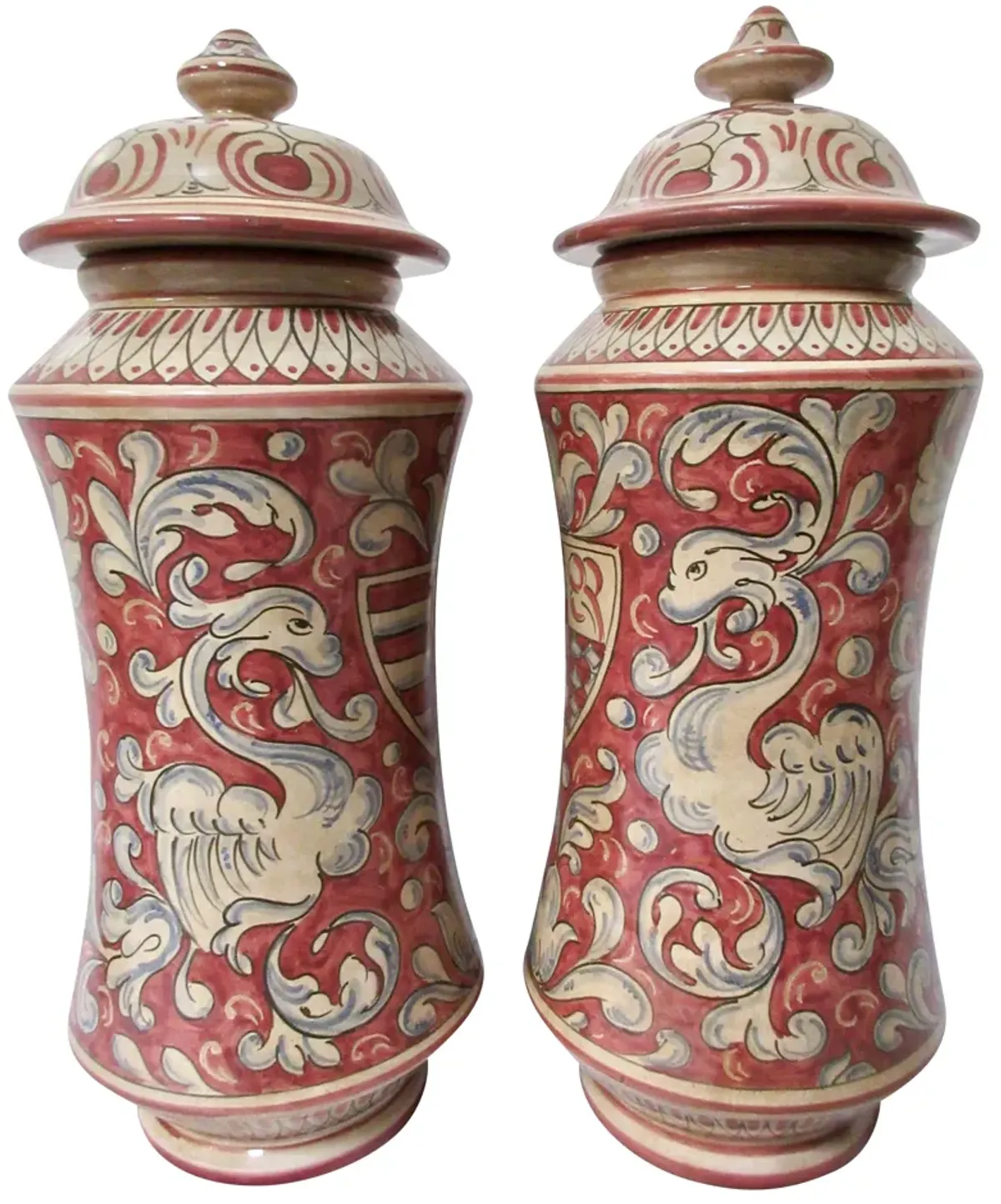 Gubbio Italian Faience Jars - Set of 2 - The Emporium Ltd. - Red