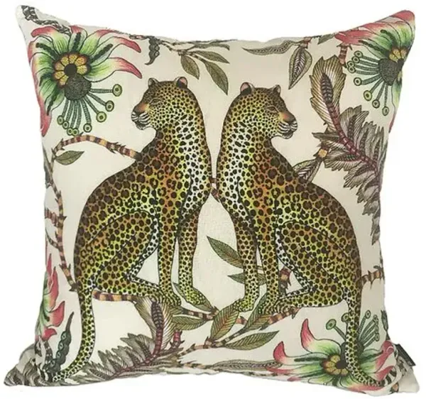 Lovebird Leopards 20x20 Cotton Pillow - Parakeet - Ngala Trading Co. - Handcrafted