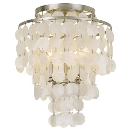 Brielle Semi-Flush Mount - Antiqued Silver - Crystorama - Ivory