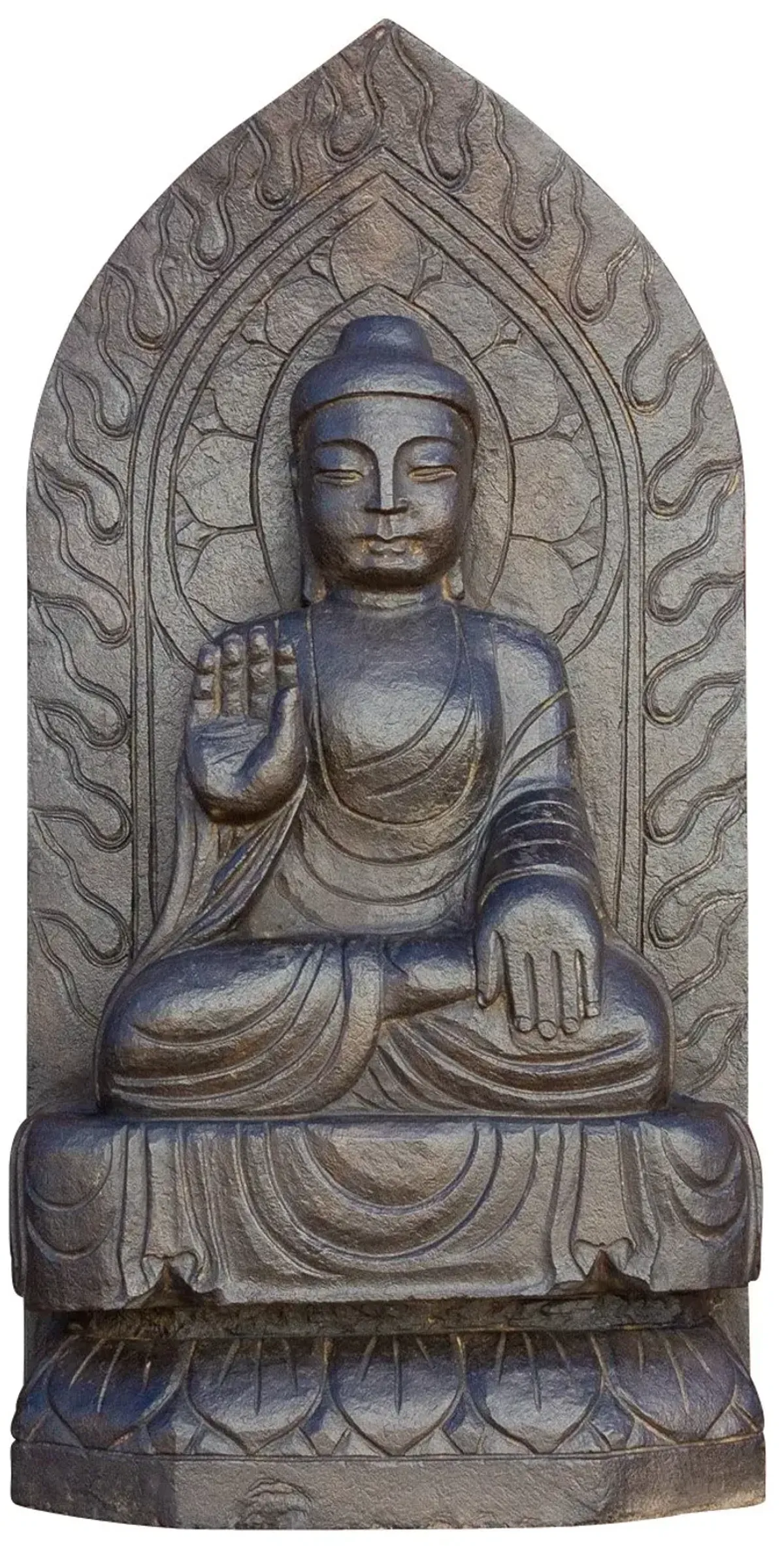 Antique Black Stone Buddha Statue - de-cor