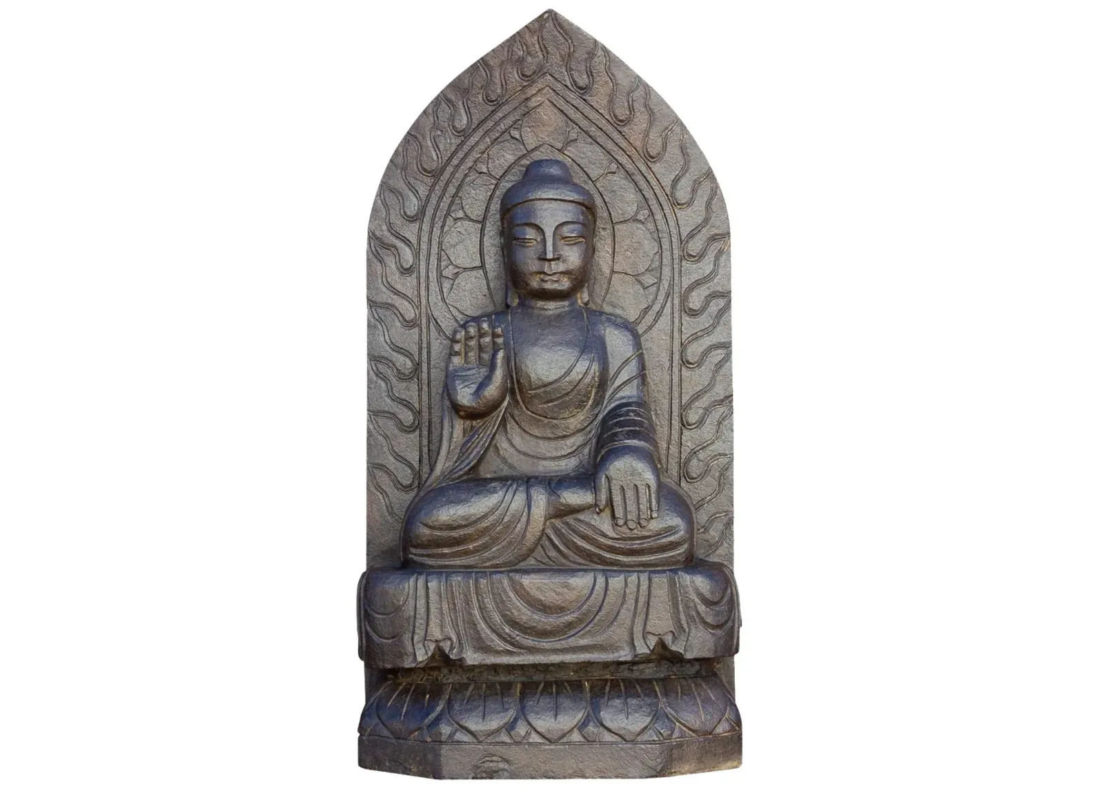 Antique Black Stone Buddha Statue - de-cor