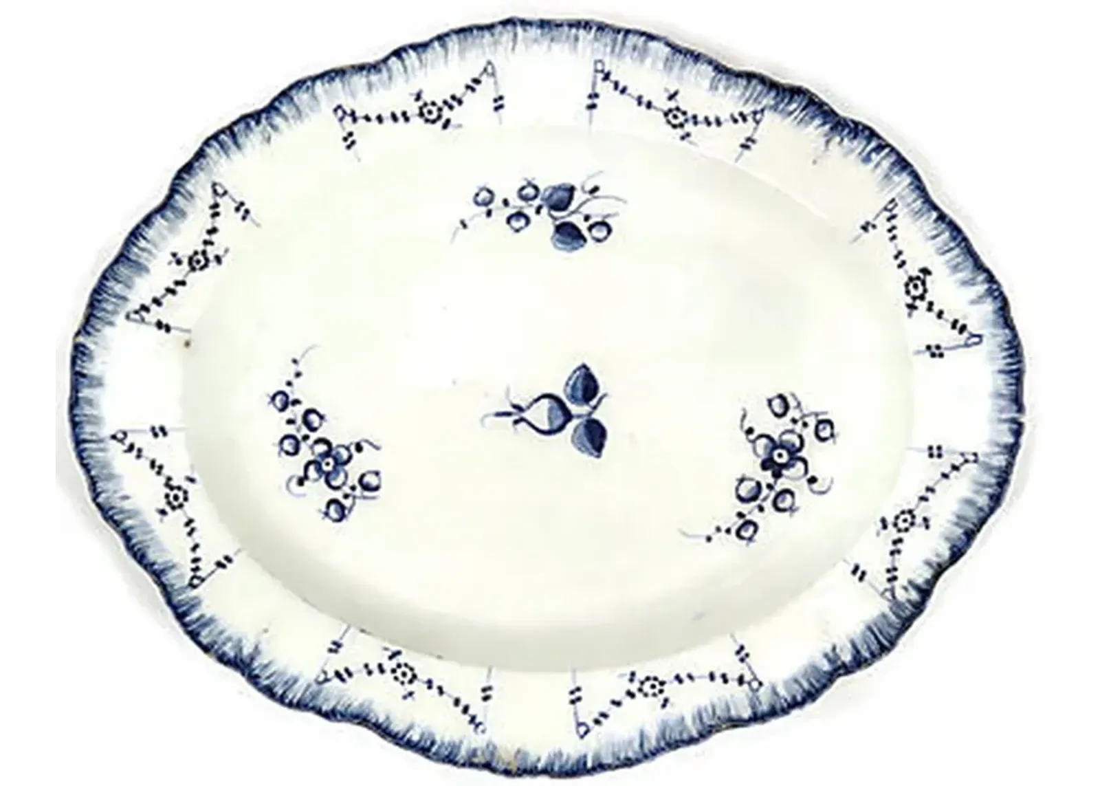 C. 1820 English Creamware Platter - New England Mercantile - Blue