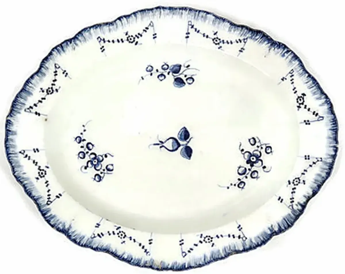 C. 1820 English Creamware Platter - New England Mercantile - Blue