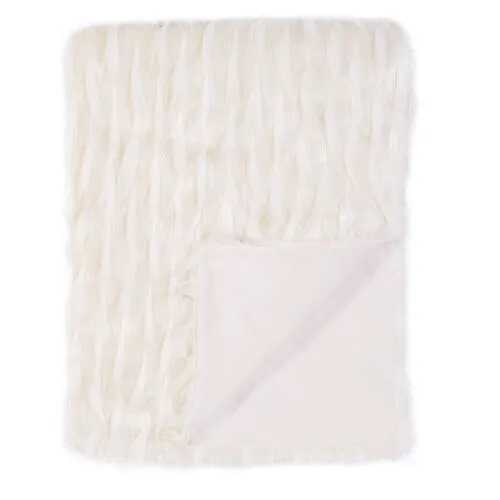 Luxe Faux Fur Blend Throw - White - Eastern Accents