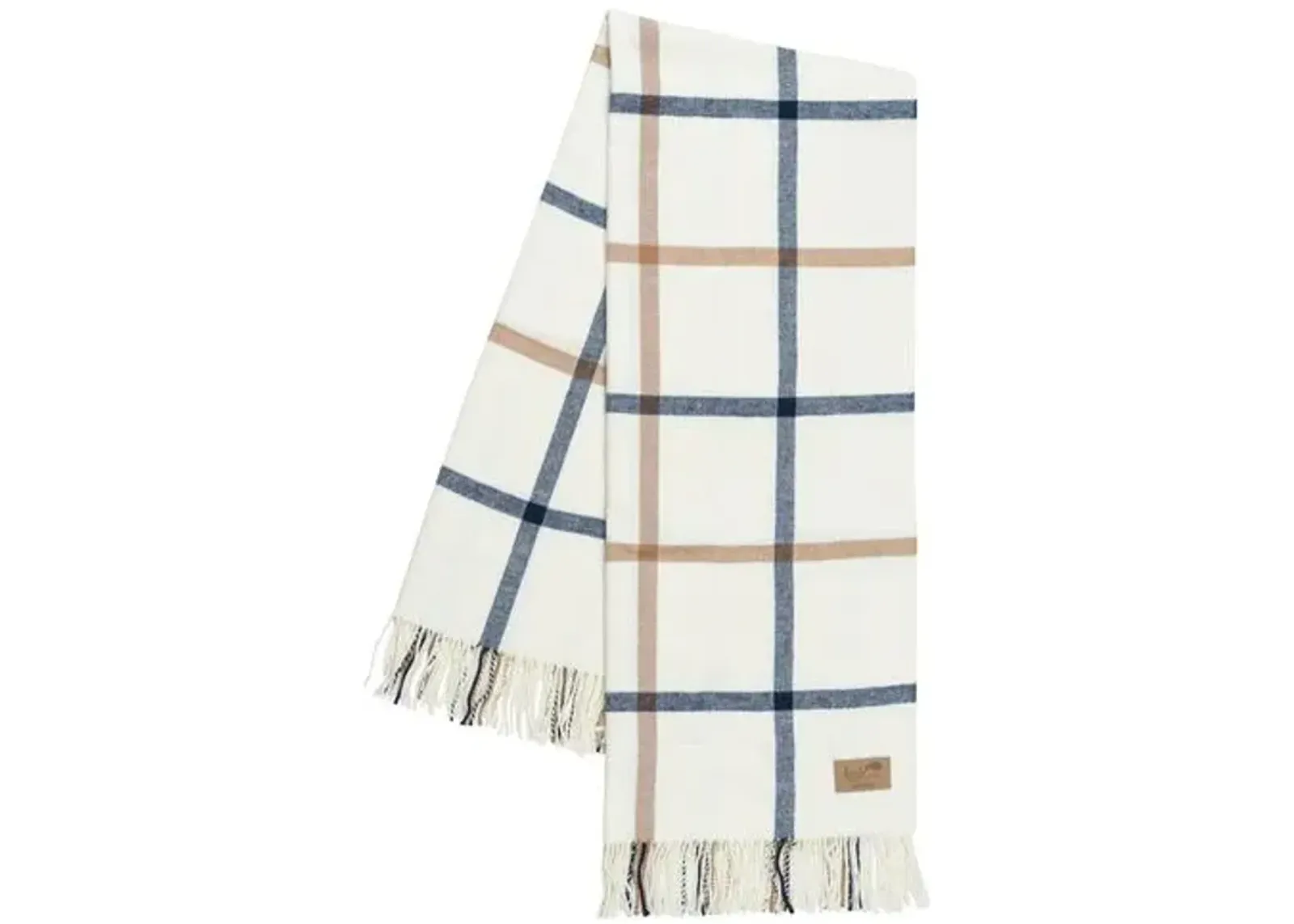 Tattersall Plaid Throw - Lands Downunder - Beige, Fringed