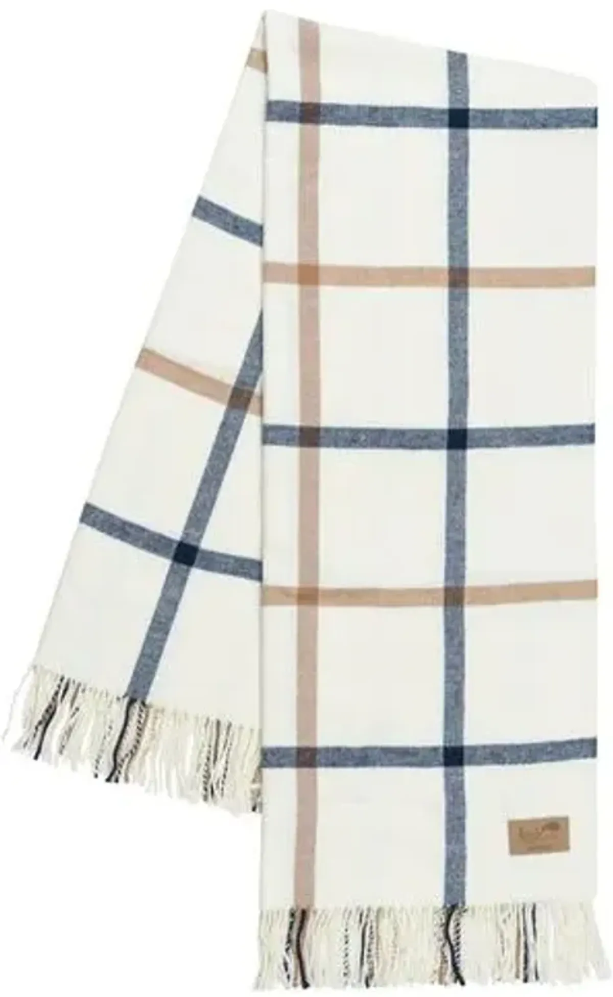 Tattersall Plaid Throw - Lands Downunder - Beige, Fringed